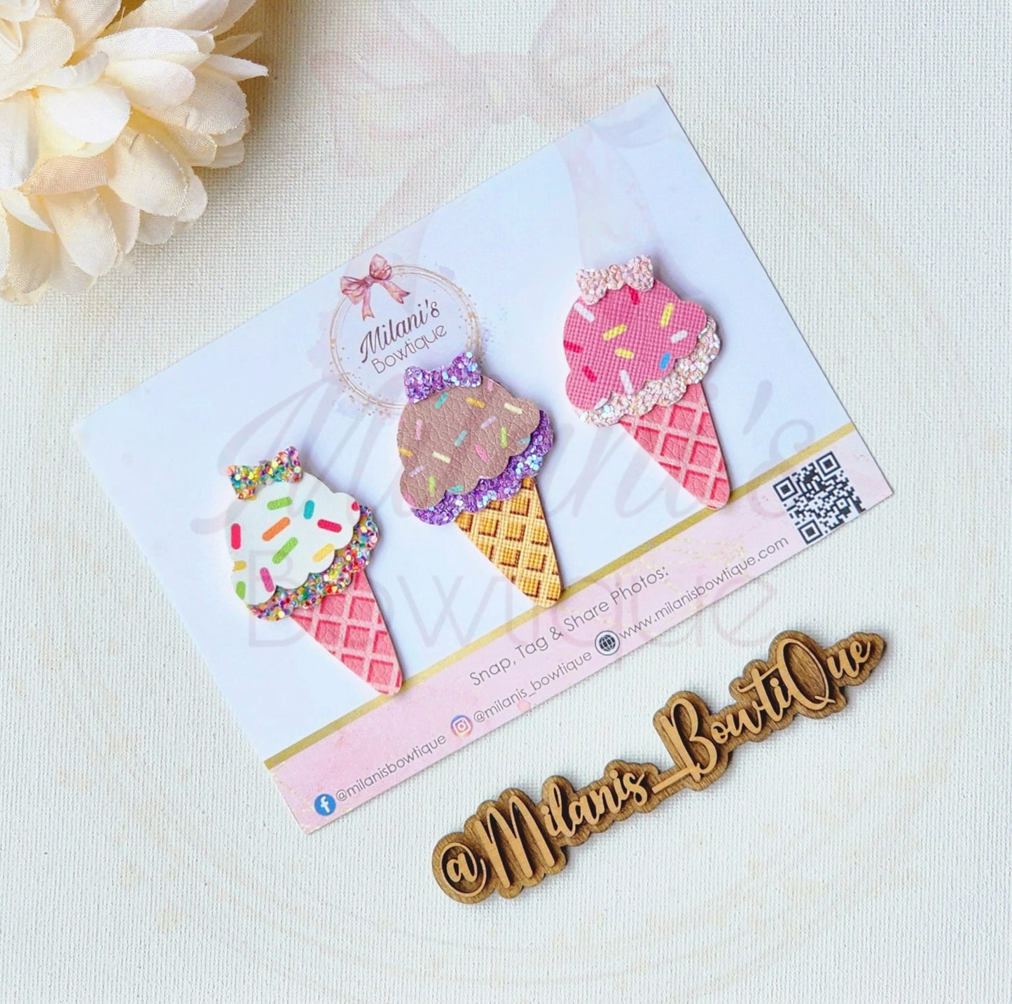 Ice Cream Cone Snap Clips