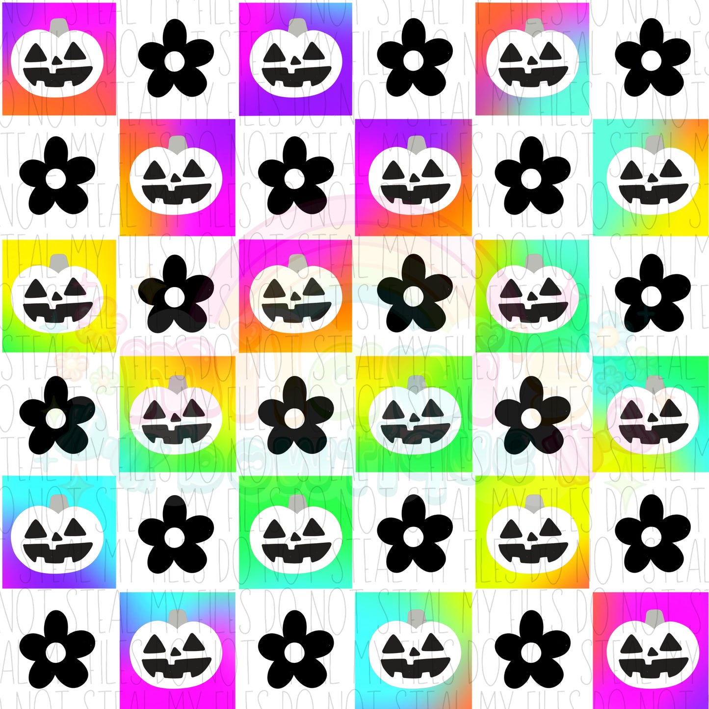 Neon Pumpkin Checkers