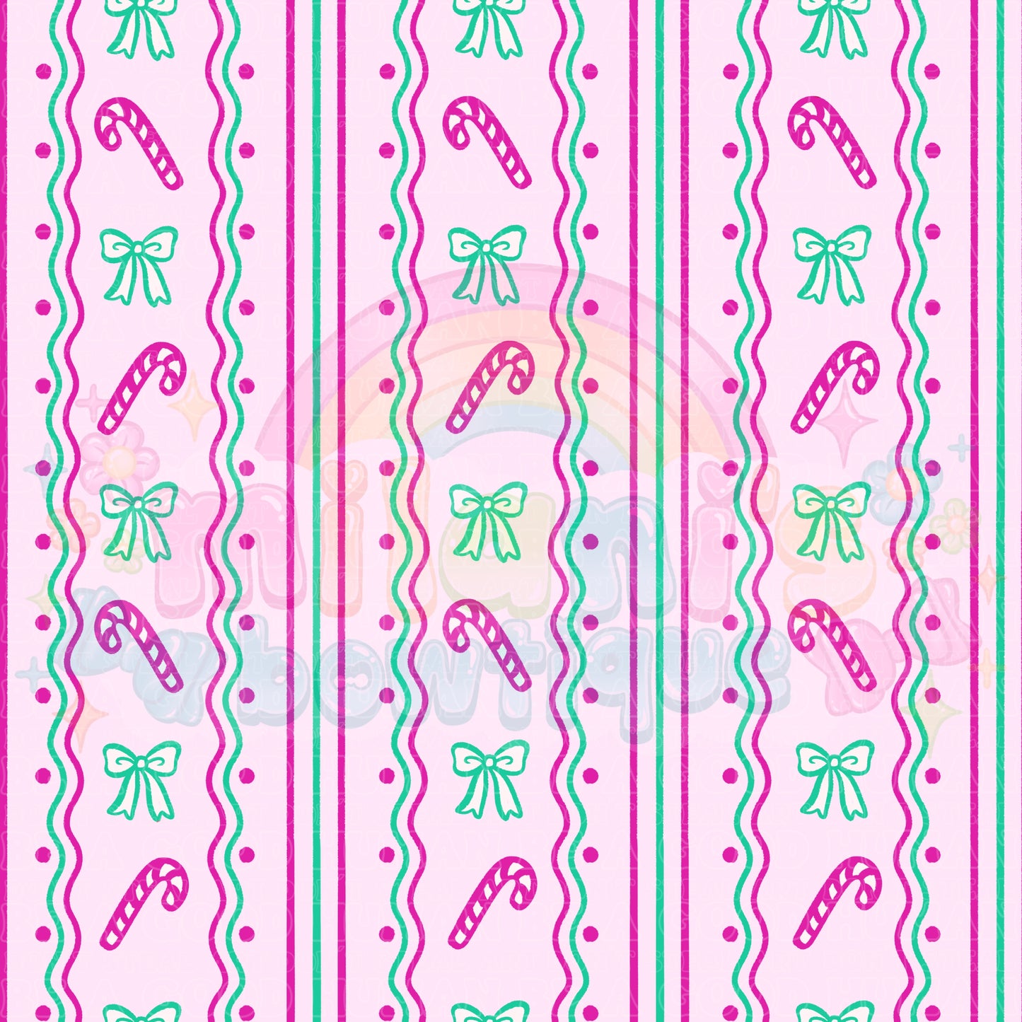 Coquette Pink Teal Candy Canes