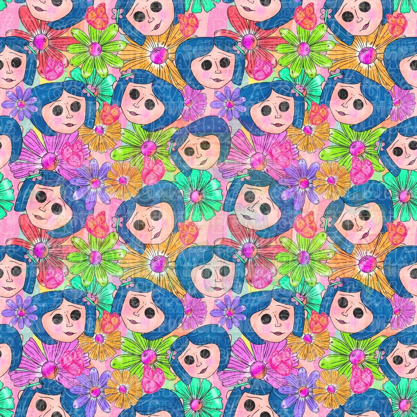 Button Girl Floral