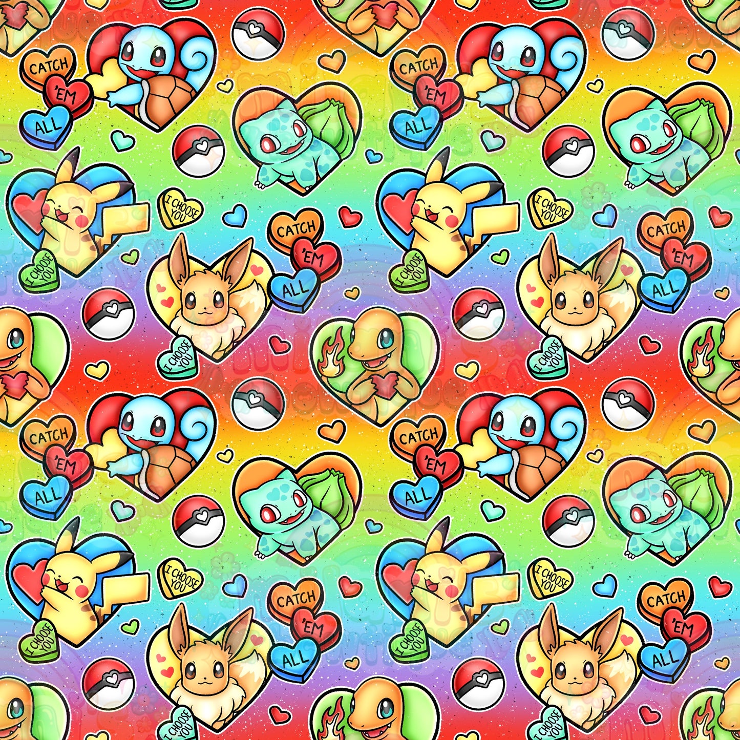 Rainbow Poke Hearts