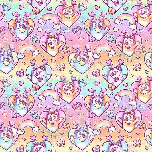 Heeler Vday Hearts Rainbow