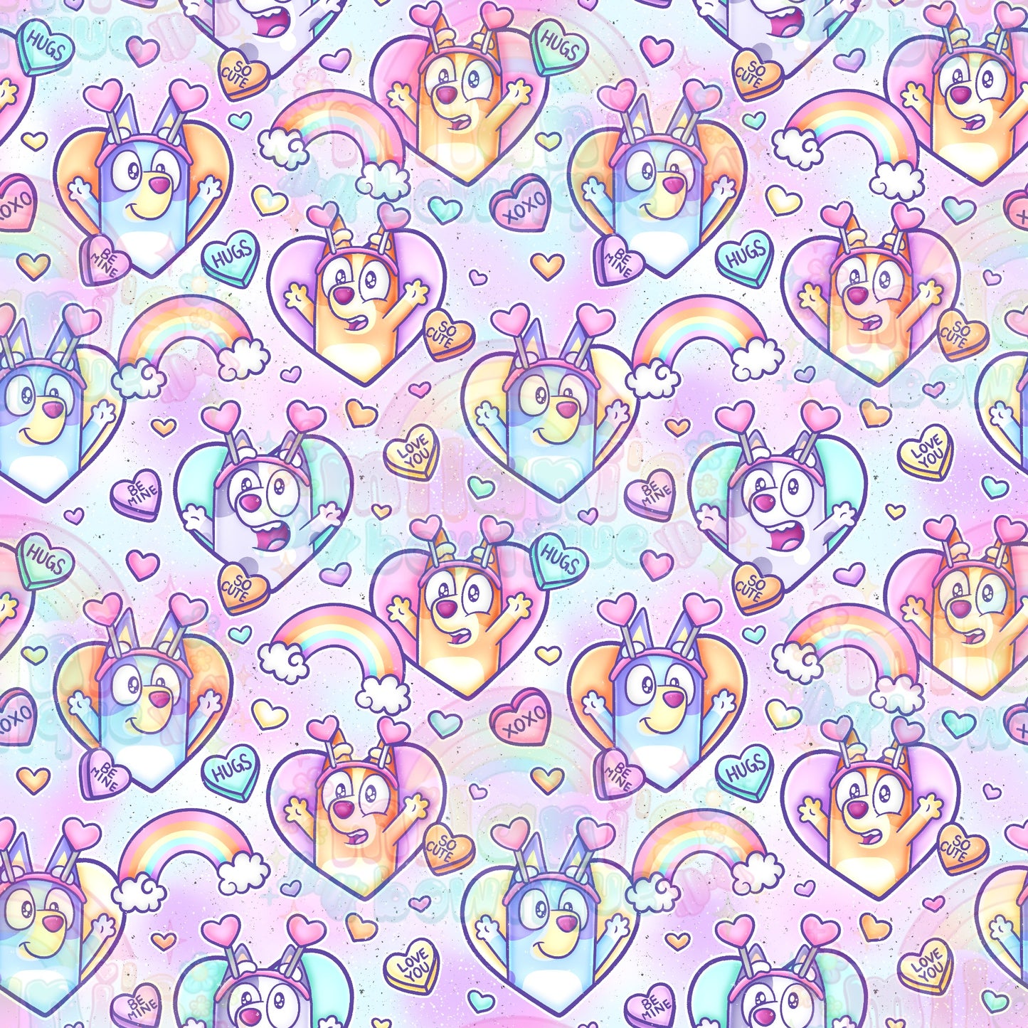 Heeler Vday Hearts Tie-dye