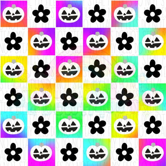 Neon Pumpkin Checkers