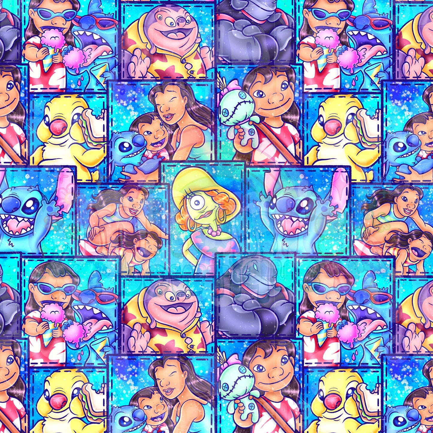 Blue Alien Patchwork
